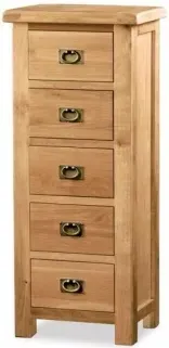 Salisbury 5 Drawer Narrow Chest - Oak image