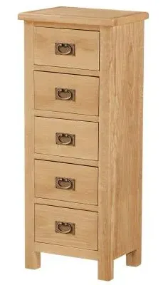 Salisbury 5 Drawer Narrow Chest - Oak image