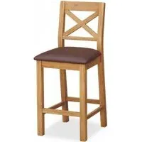 Salisbury Cross Back Bar Stool with Padded Seat - Oak
