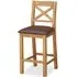 Salisbury Cross Back Bar Stool with Padded Seat - Oak
