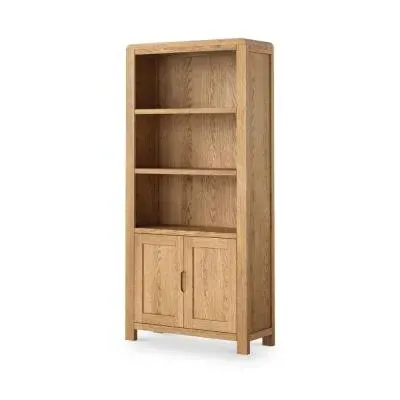 Thurlestone Curved 2 Door Display Cabinet - Natural Grain, Oak