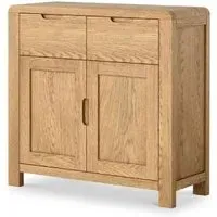 Thurlestone Curved 2 Door Small Sideboard - Natural Grain, Oak