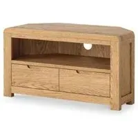 Thurlestone Curved Corner TV Unit with Storage - Natural, Oak