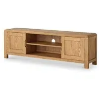 Thurlestone Curved TV Unit with Storage - Natural Grain, Oak