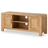 Thurlestone Curved TV Unit with Storage - Natural Grain, Oak