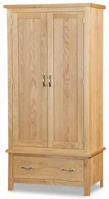 Trinity Double Wardrobe with Drawer - Natural, Oak
