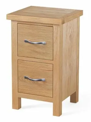 Trinity Narrow 2 Drawer Bedside Cabinet - Natural, Oak image