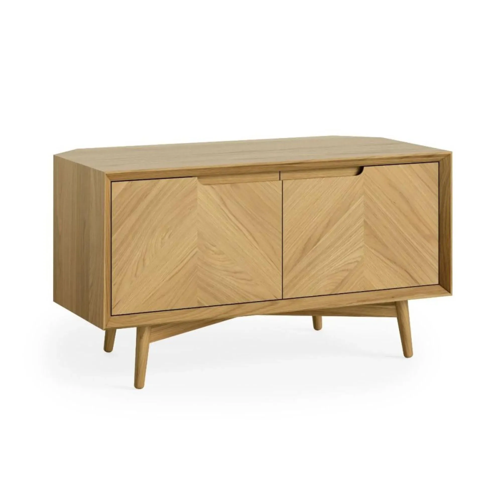 Valencia Herringbone Corner TV Unit with Storage - Natural, Oak