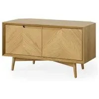 Valencia Herringbone Corner TV Unit with Storage - Natural, Oak