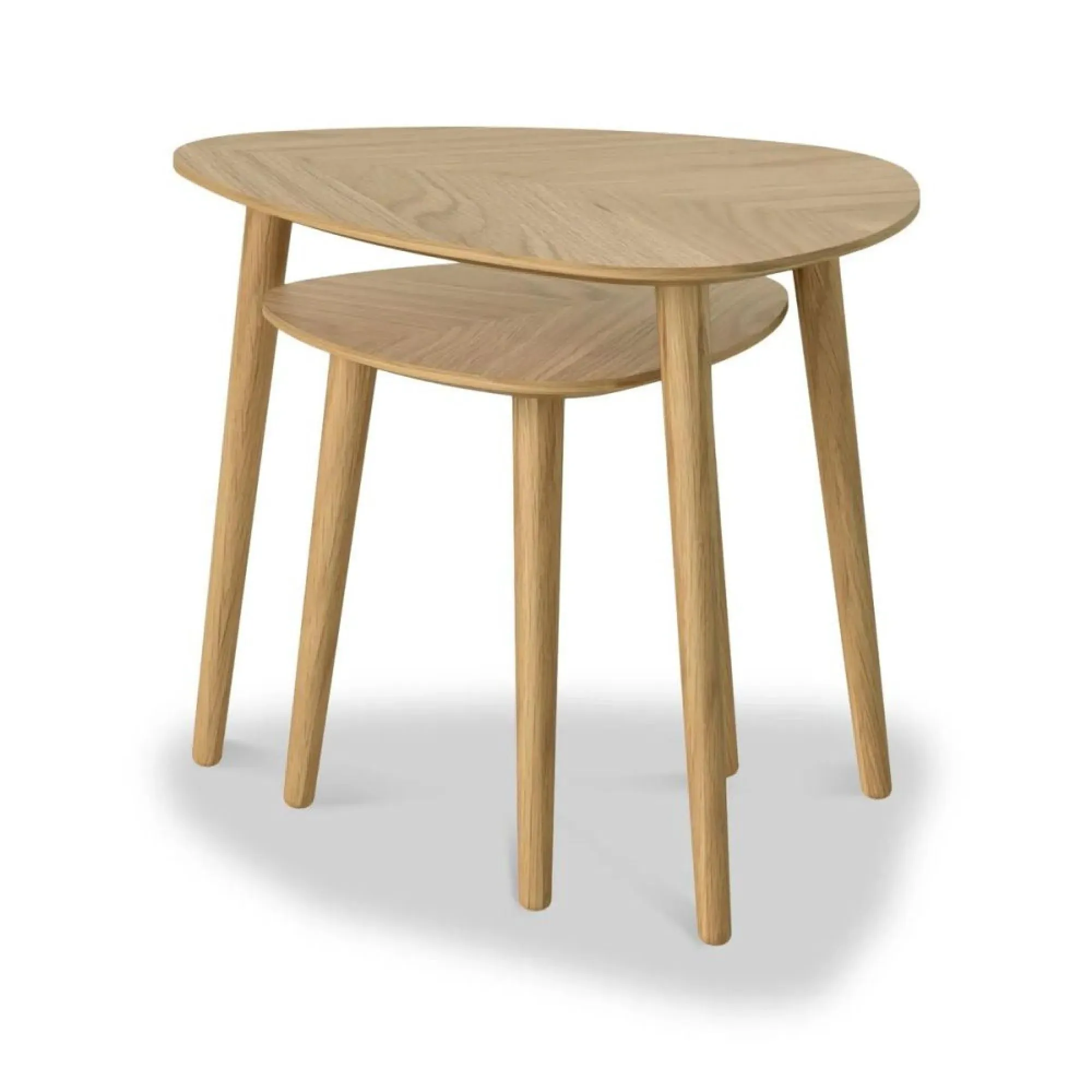 Valencia Herringbone Nest of 2 Tables - Natural, Oak