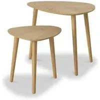 Valencia Herringbone Nest of 2 Tables - Natural, Oak