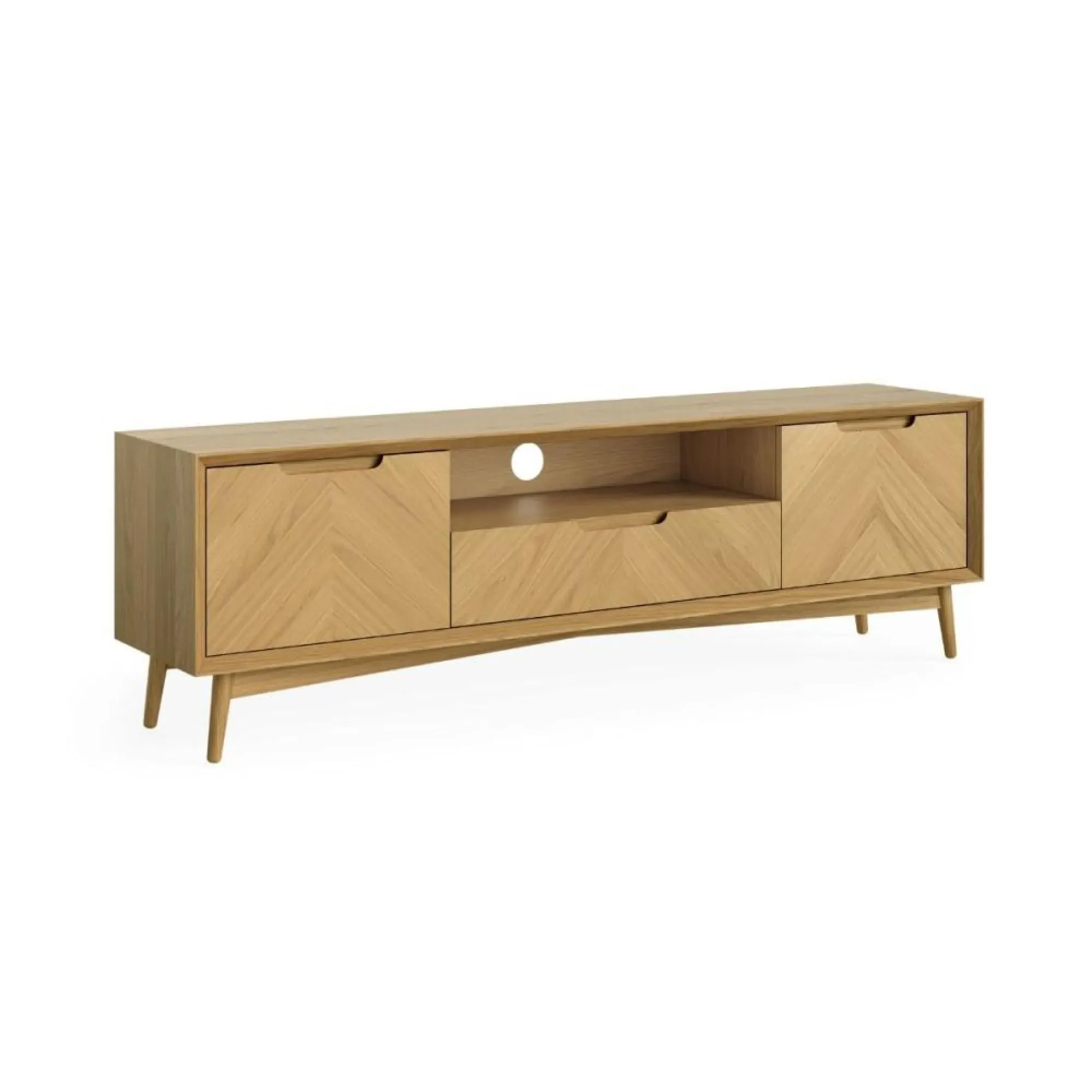 Valencia Herringbone TV Unit with Storage - Natural, Oak