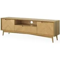 Valencia Herringbone TV Unit with Storage - Natural, Oak