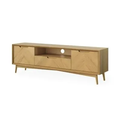 Valencia Herringbone TV Unit with Storage - Natural, Oak