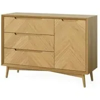 Valencia Oak Herringbone 1 Door Sideboard - Natural