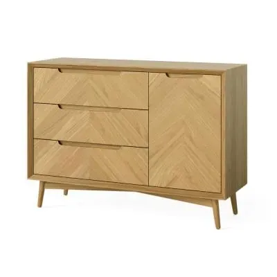 Valencia Oak Herringbone 1 Door Sideboard - Natural image
