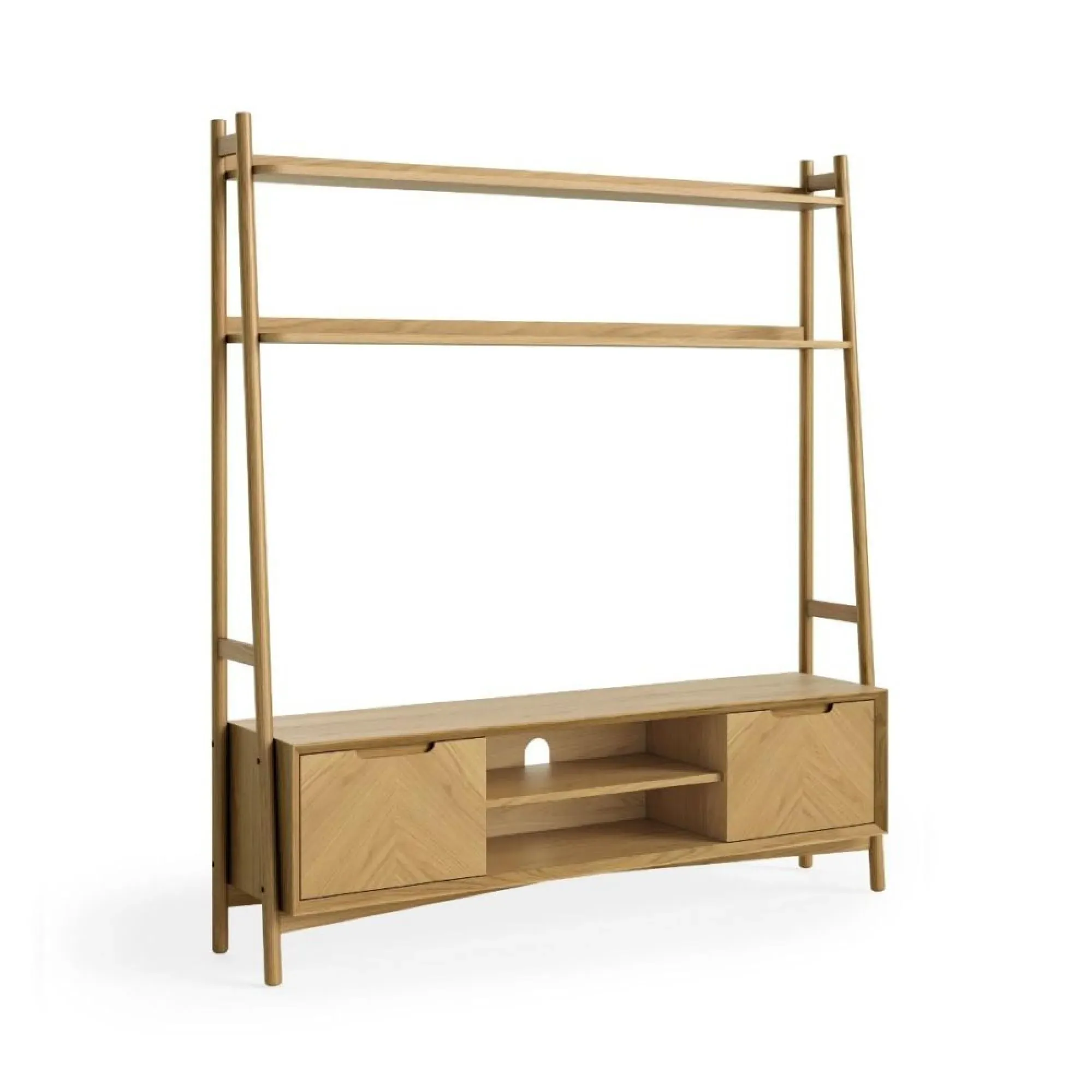 Valencia Oak Herringbone 160cm Ladder Storage TV Unit - Natural