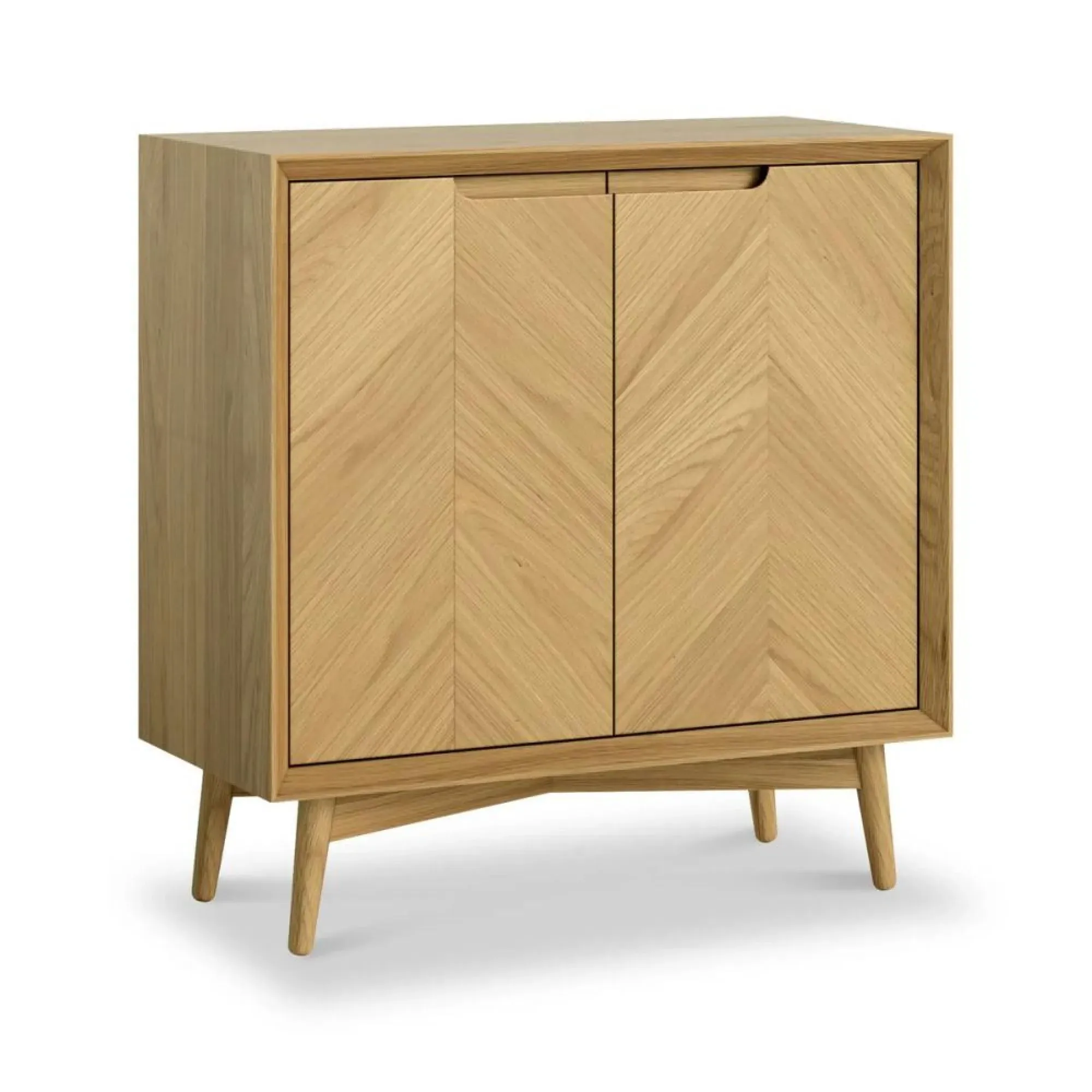 Valencia Oak Herringbone 2 Door Hall Cabinet - Natural
