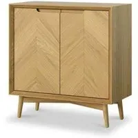 Valencia Oak Herringbone 2 Door Hall Cabinet - Natural