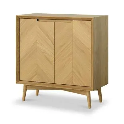 Valencia Oak Herringbone 2 Door Hall Cabinet - Natural image