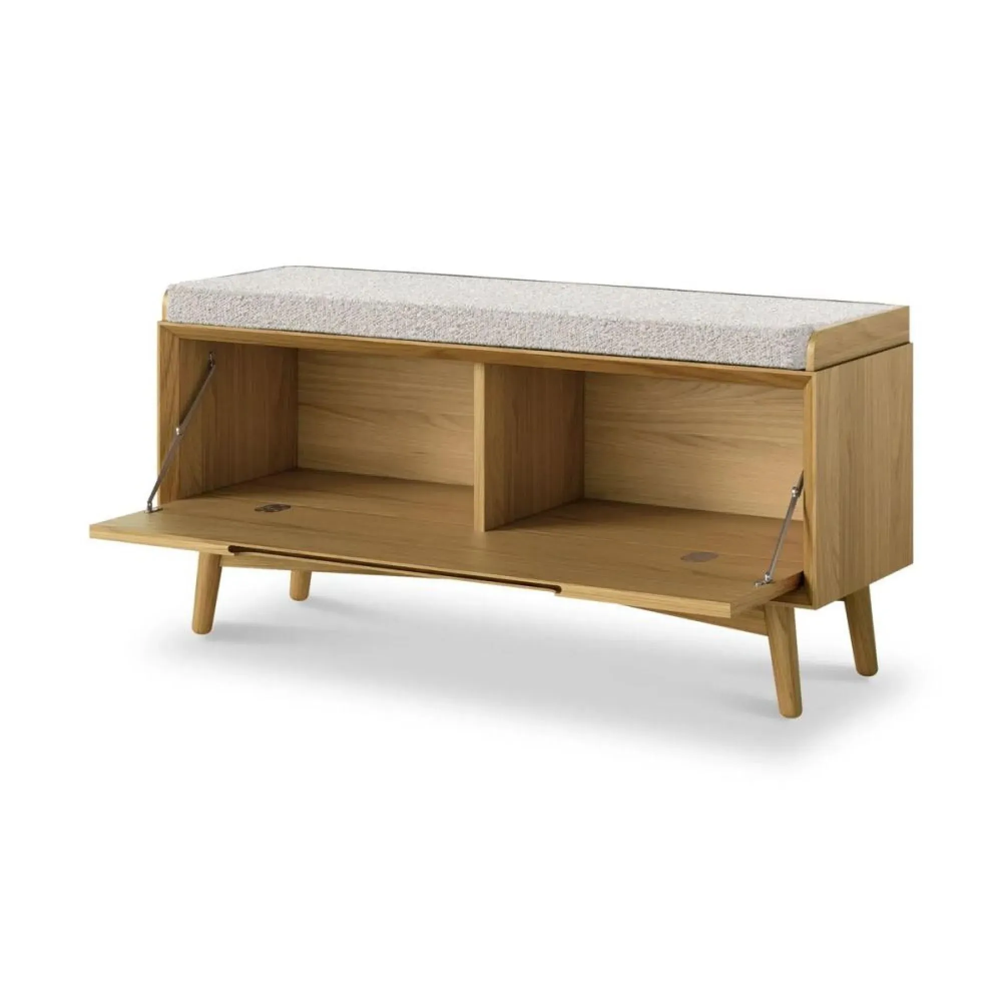 Valencia Oak Herringbone Storage Bench - Natural