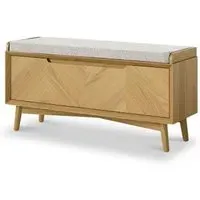 Valencia Oak Herringbone Storage Bench - Natural