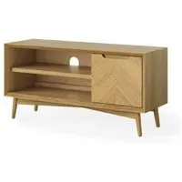 Valencia Oak Herringbone TV Unit with Storage - Natural