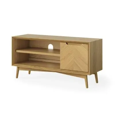 Valencia Oak Herringbone TV Unit with Storage - Natural