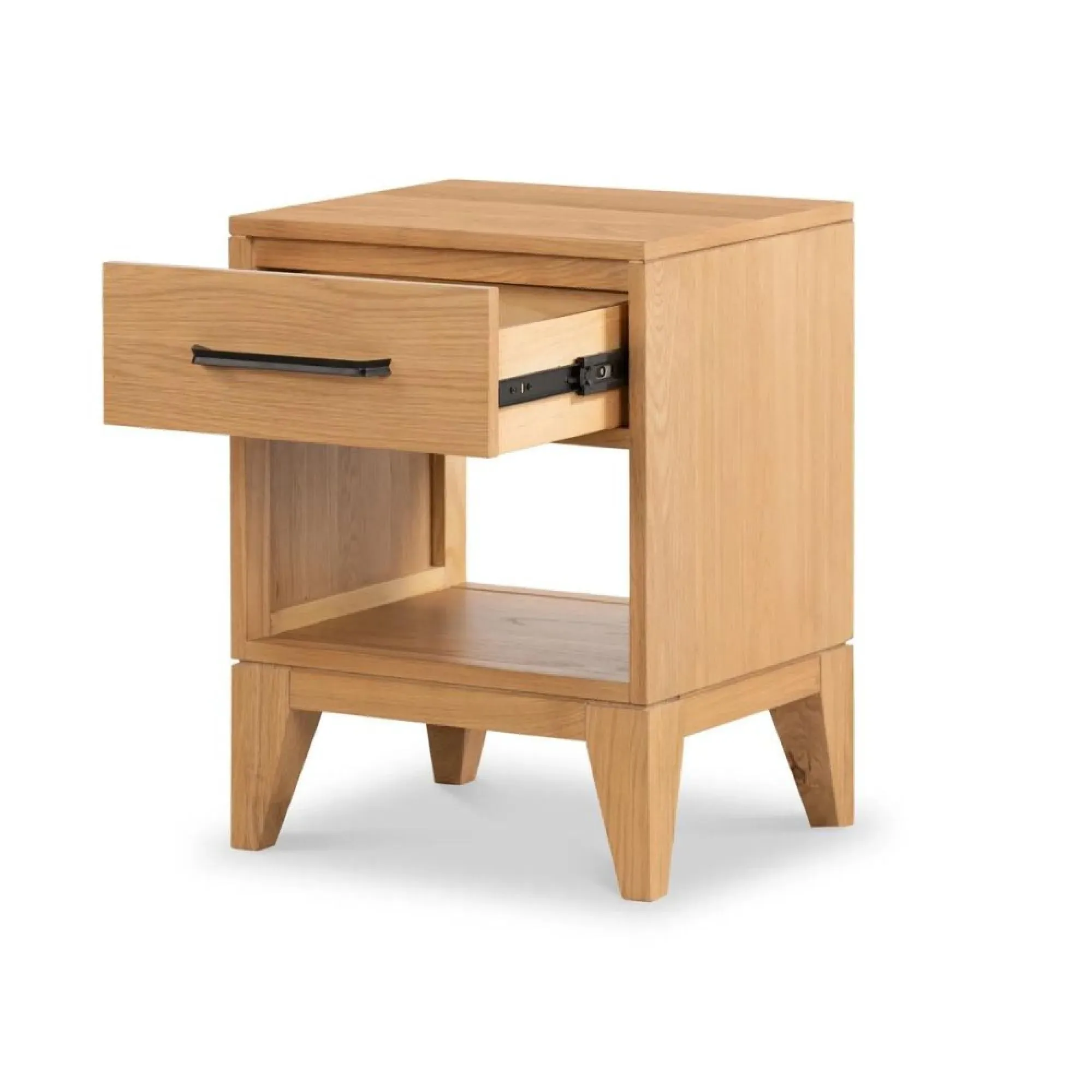 Viento Oak 1 Drawer Bedside Cabinet - Waxed