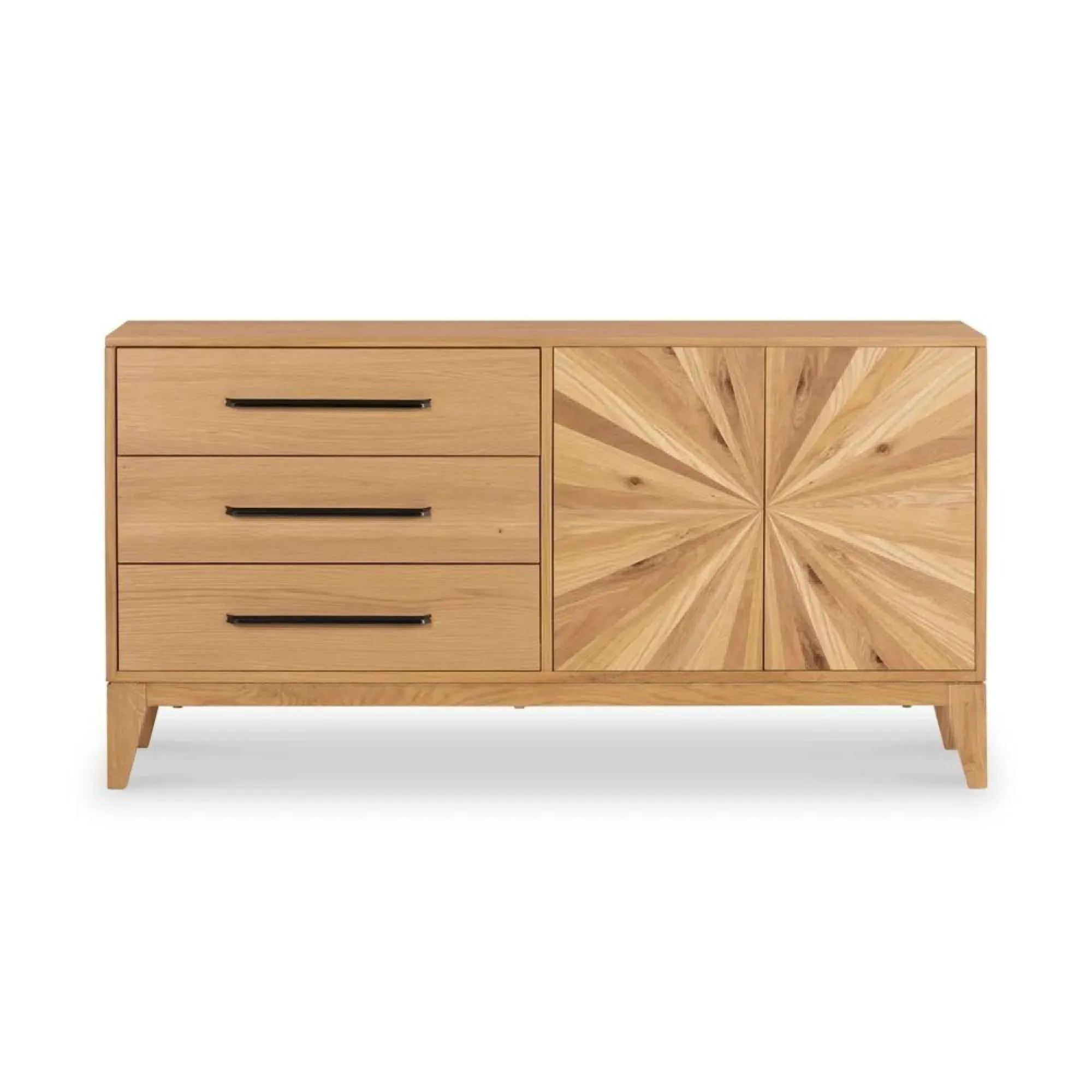 Viento Oak 2 Door Sunburst Large Sideboard - Waxed