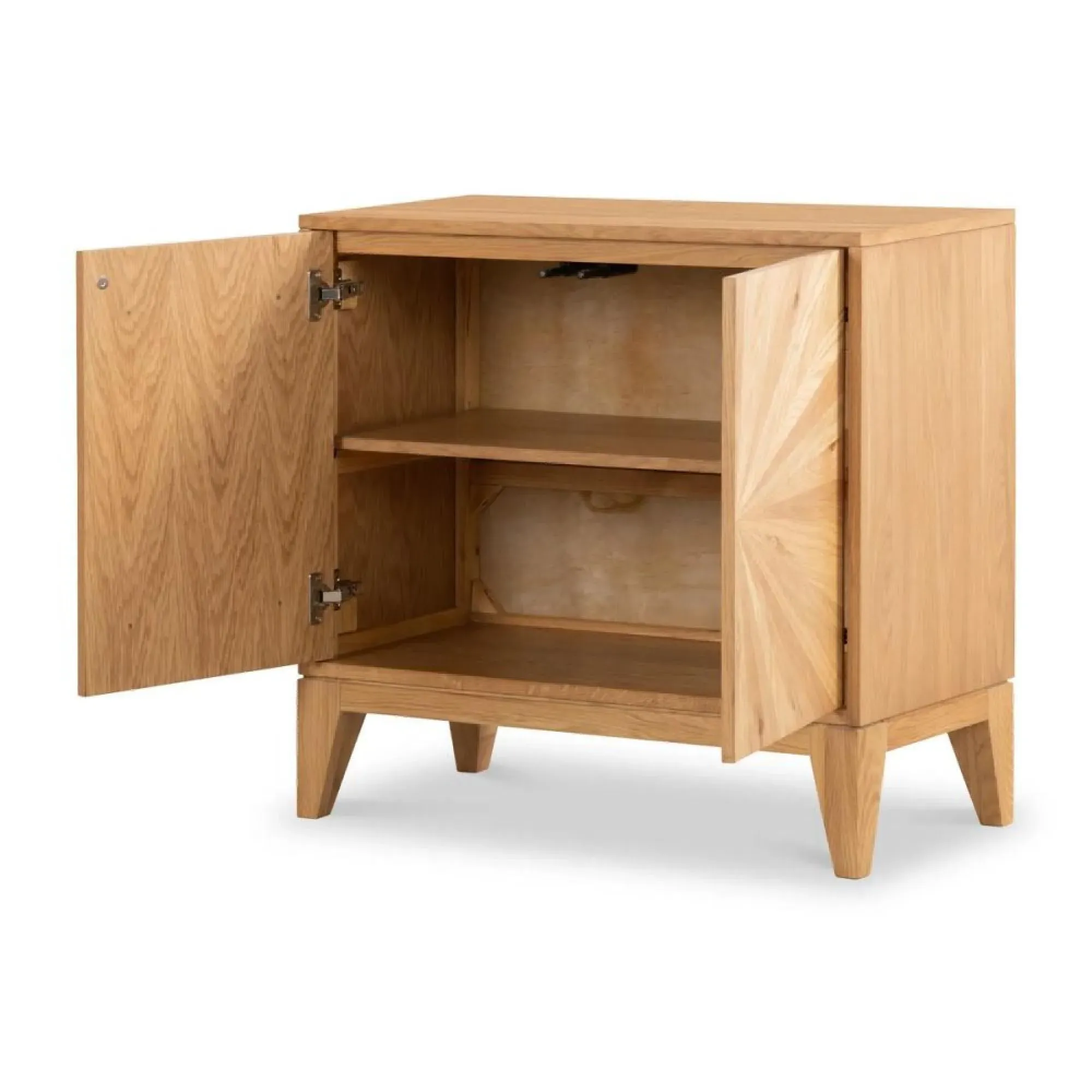 Viento Oak 2 Door Sunburst Small Sideboard - Waxed