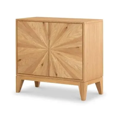 Viento Oak 2 Door Sunburst Small Sideboard - Waxed image