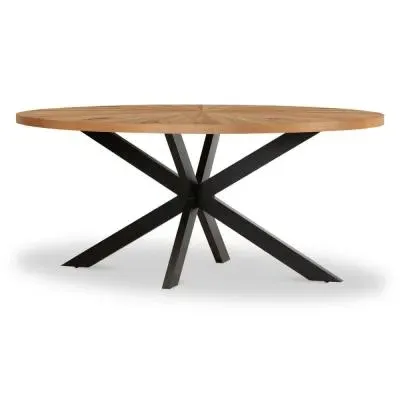 Viento Oak 6-Seater Oval Sunburst Dining Table - Waxed Oak