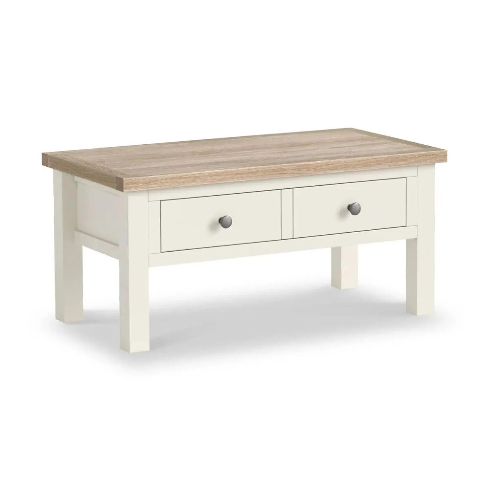 White Painted 2 Drawer Coffee Table - Coconut White