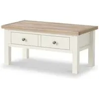 White Painted 2 Drawer Coffee Table - Coconut White