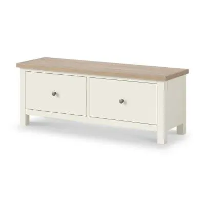 White Painted 2 Drawer Large Bench - Coconut White