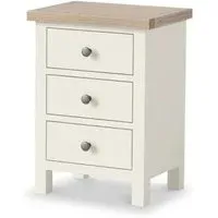 White Painted 3 Drawer Bedside Cabinet - Coconut White