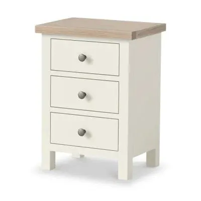 White Painted 3 Drawer Bedside Cabinet - Coconut White