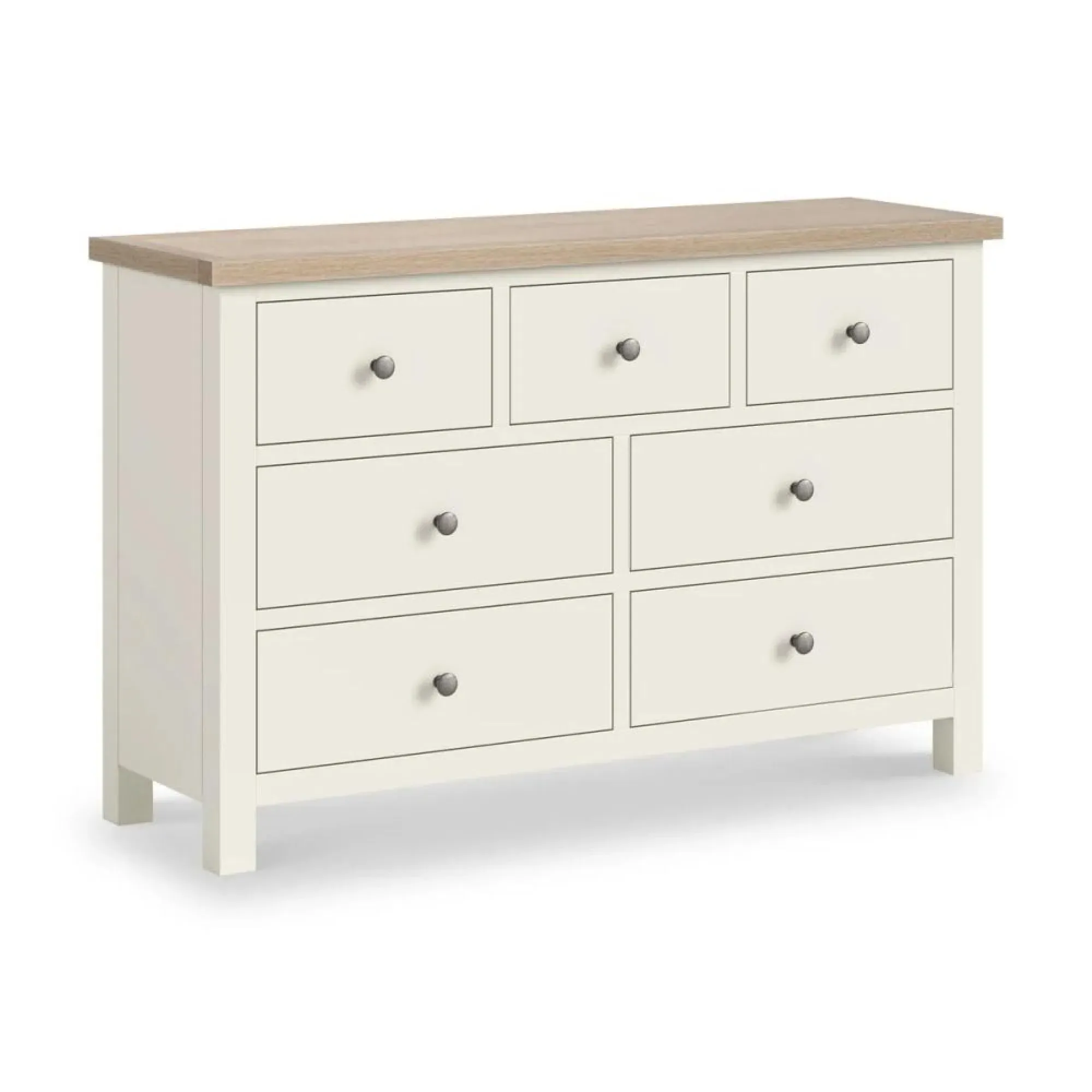 White Painted 3+4 Drawer Wide Chest - Coconut White