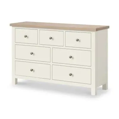 White Painted 3+4 Drawer Wide Chest - Coconut White