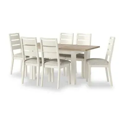 White Painted 4-6 Seater Extending Dining Set - Coconut White