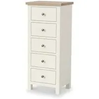 White Painted 5 Drawer Tall Chest - Coconut White