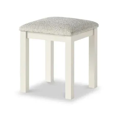 White Painted Dressing Padded Stool - Coconut White