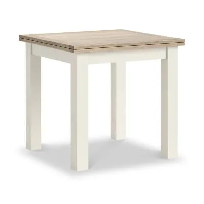 White Painted Flip Top Dining Table - Coconut White