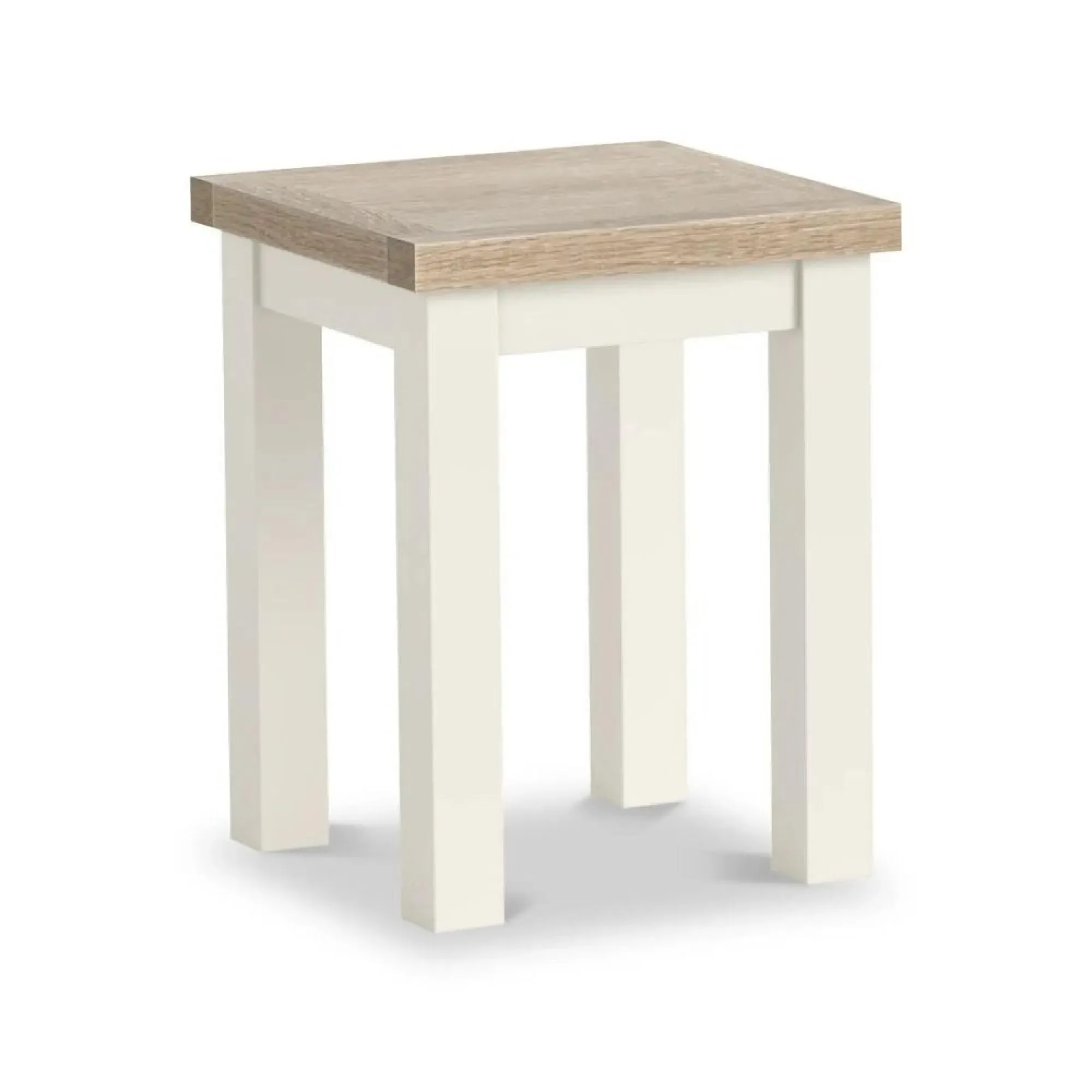 White Painted Square Lamp Table - Coconut White