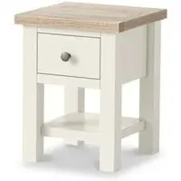 White Painted Square Lamp Table with Drawer - Coconut White