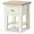 White Painted Square Lamp Table with Drawer - Coconut White