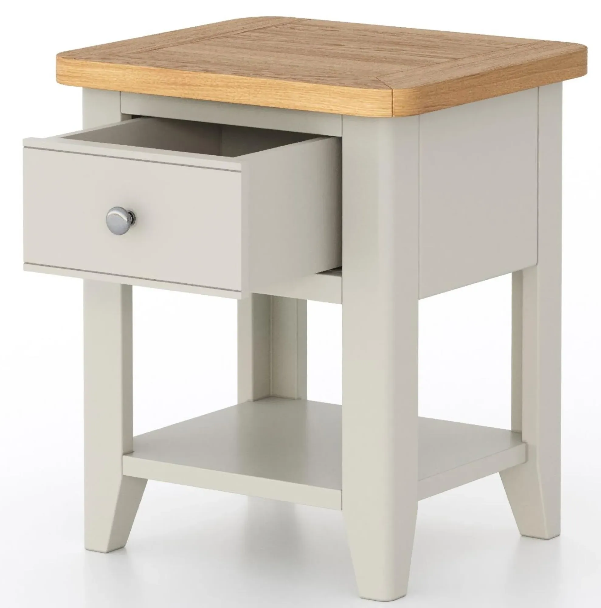 Arden 1 Drawer Lamp Table - Grey, Painted Oak