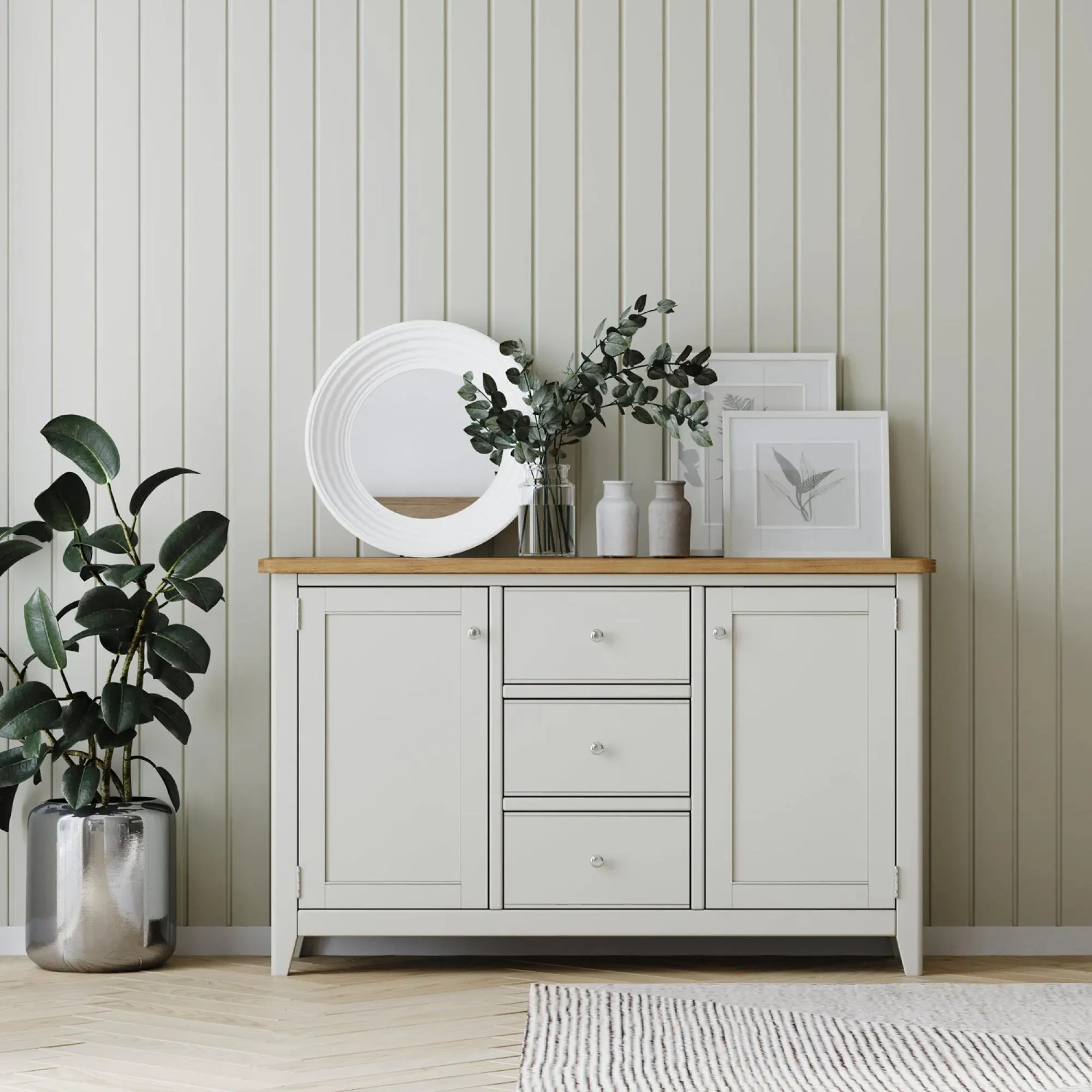Arden 130cm 2 Door Sideboard - Grey, Painted Oak