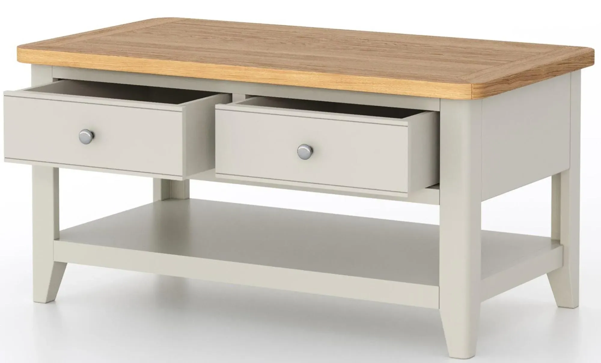 Arden 2 Drawer Coffee Table - Grey, Painted Oak